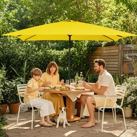 MEWAY 8x10 ft Rectangular Patio Umbrella Outdoor Umbrella with Crank, Table Market Umbrella 6 Sturdy Ribs UV Protection for Garden, Pool, Backyard, Yellow