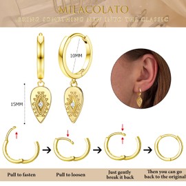 MILACOLATO Hoop Pendant Earrings Gold for Women Hoop Earrings Silver 18K Gold Plated Small Small Hypoallergenic Medium Heart Star Surgical Steel Women's Earrings Women's Nickel-Free Jewellery Women,