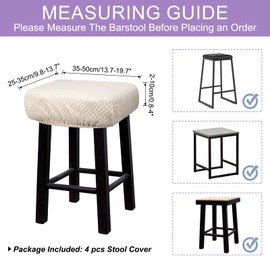 uxcell 4pcs Stool Covers Rectangle, Bar Stool Covers Saddle Seat Cover for Wooden Metal Bench Chair Beige