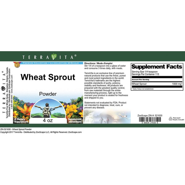 TerraVita Wheat Sprout Powder (4 oz, ZIN: 521630) - 3 Pack