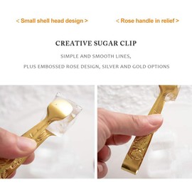 Sugar Tong, Mini Stainless Steel Serving Tongs, Appetizers Tongs Serving Tongs, for Home, Outdoor BBQ, Kitchen, Restaurant(Gold)