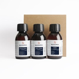 Naissance Organic Carrier Oil Set 3 x 100ml - including Almond, Jojoba and Castor Oils - for Skincare, Massage, Aromatherapy