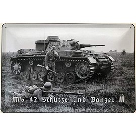 Deko7 Tin Sign 30 x 20 cm MG 42 Sagittarius and Tank III