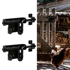 Black Heavy Duty Slide Bolt Gate Latch with Padlock Hole, Barn Door Latch for Wooden Fence Shed Door, PVC Fence, Solid Hardware Thickened Metal Sliding Bolt Fence Gate Latch, 2 Pack