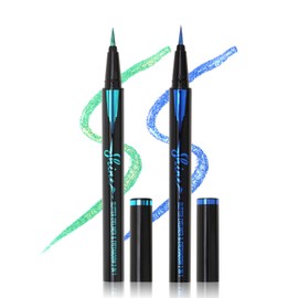Erinde Metallic Glitter Eyeliner Liquid Liner, Sparkle Diamond Shimmer Liquid Eyeliner Eye Makeup Pencil, High Pigmented, Long-Lasting, Waterproof Smudge-proof Glittering Eyeliner Pen, Green & Blue