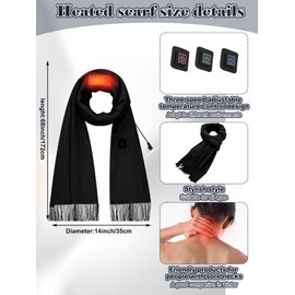 Cutecrop 3 Pcs USB Heated Hat Scarf Gloves Set for Men Women Warm Gift No Power Supply Included(Black,Elegant Style)