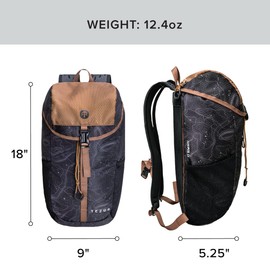 Tezos Juniper Daypack, Lightweight Hiking Backpack and Hydration Pack for Camping, Travel, Biking, and the Outdoors, 16 Liter (Black Topo)