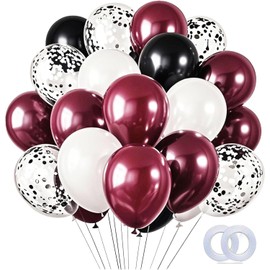 Graduation Party Decorations Burgundy Black/Maroon White Silver Balloons/Burgundy Graduation Decorations Class of 2025/Maroon Birthday Balloons