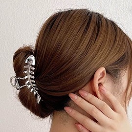 Clataly Fishbone Clip Big Hair Clips Shark Clip Cute Animal Shape Hairpin Hair Accessories for Women and Girls (Silver)