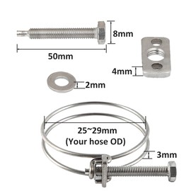 25-29mm Double Wire Hose Clamps, 201 Stainless Steel Hose Clips, Universal Plumbing Pipe Tube Fastener Adjustable Hose Hoop (Pack of 5)