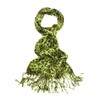 TrendsBlue Elegant Leopard Animal Print Scarf with Fringe, Olive Green