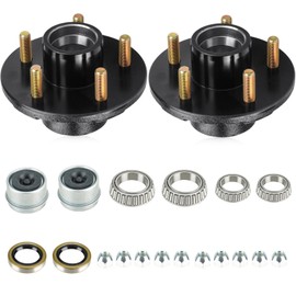 AEagle 2 Sets 5 on 4.5" Bolt Circle Trailer Hub 5 Lug Idler Hub Kits for 3,500lbs 1-1/16'' to 1-3/8'' Tapered Axle, Replacement for L68149 L44649 Inner & Outer Cone Bearings