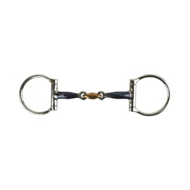 AK Sweat Iron D-Ring Double Jointed Lozenge with Cooper Joint Horse Riding Bits AKRS-2604 (Blue-Silver, 5.50'')