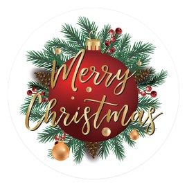 G2PLUS Merry Christmas Stickers, 120PCS Christmas Gift Stickers, 2'' Round Christmas Label Sticker, Red Gold Merry Christmas Gift Stickers, Xmas Cards Envelope Seals for Gift Wrapping, Party Favors