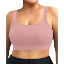 Daci Women Plus Size Sports Bra Bikini Top Only Push Up Scoop Neck Swim Top Full Coverage Bathing Suit for Large Bust