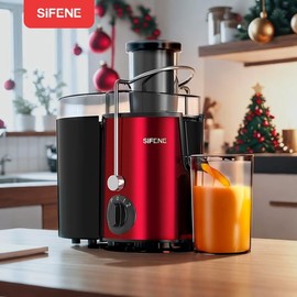 SiFENE 800W Motor Juicer Machine, Quick Extractor with 3" Wide Feed Chute for Whole Veggies & Fruits, Easy to Clean, BPA Free - Premium Juicer for Efficient Juicing, electric safety lock & blenders sunkist  juicer blender machine barbell - Color: Silver
