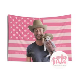 Glen Powell Cowboy Pink Wall Tapestry American Flag - Color: B, Size: 3*5 Ft/90*150cm