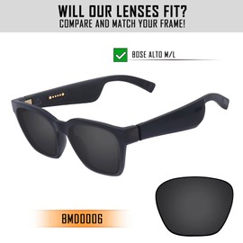 TRUSHELL Polarized Replacement Lenses for BOSE Alto M/L BMD0006 Sunglass Dark Black - Polarized