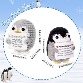 TOYMIS Mini Crochet Penguin Pair, Funny Support Penguin Hug, Knitted Potato Animals, Party Decoration, Encouragement Gift