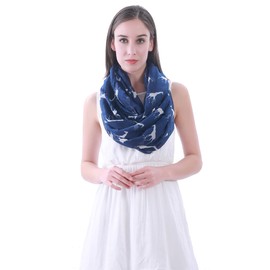Lina & Lily Giraffe Animal Print Women's Infinity Scarf Lightweight (Blue & White)