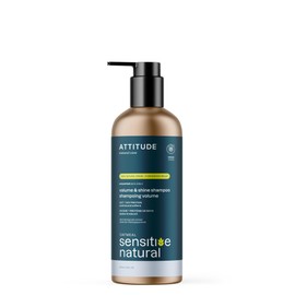 ATTITUDE Volume and Shine Hair Shampoo for Sensitive Dry Scalp, EWG Verified, Soothing Oat, Thin Hair, Naturally Derived Ingredients, Vegan Plant-Based, Unscented, Refillable Aluminum Bottle, 16 Fl Oz