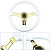 Universal 14" White Wood Steering Wheel Gold Spoke 6 Bolts