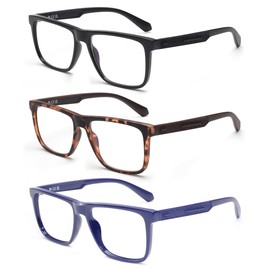 JM 3 Pack Anti Blaue Lesebrille für Damen Herren, Rechteck Rahmen Blaulichtfilter Brille, Anti Eyestrain/UV Ray lesebrillen +3.5