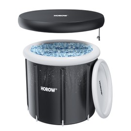 HOROW Ice Bath Tub for Athletes, Multiple Layered Portable Ice Bath Plunge for Cold Water Therapy and Recovery, Inflatable Ice Pod Barrel with Cover, Foldable Ice Plunge Tub for Home, Gym, Outdoor Use