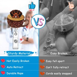 Funny Dog-Puccino Badge Reel Retractable, Cute Coffee Badges Holder, Accessories Funny ID Clip for Nursing Doctor Student Teacher Healthcare Medical Work Assistant MA CNA Gifts