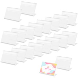 ANNASAMDO Pack of 20 Acrylic Label Holders, 4 x 6 cm Price Tags, Date Holder, Table Stand, Name Badges, Price Tag Holder, Business Cards, Display for Office, Shopping Malls, Supermarket