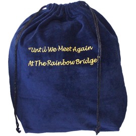 Medium Blue Rainbow Bridge Velvet Cremation Urn Bag - Velvet Cotton Bag for Urn - Medium Size 9"L x 6"W x 13"H - Great for Holding a Pet Urn Measuring 11"H or Smaller