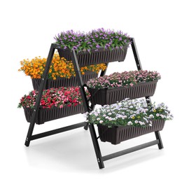 SweetBin Raised Garden Planter Bed, Tiered Planter Stand with 5 Boxes, 25" Long*30" Wide*31" Tall, Vertical Raised Garden Bed for Herbs, Flowers, or Vegetables in Patio Balcony Indoor Outdoor