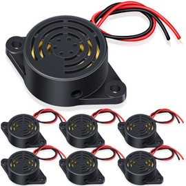 Geiserailie 6 Pcs DC 3-24V 95 dB Electronic Buzzer Active Piezo Buzzer Alarm Sounder Continuous Sound Beep, Black