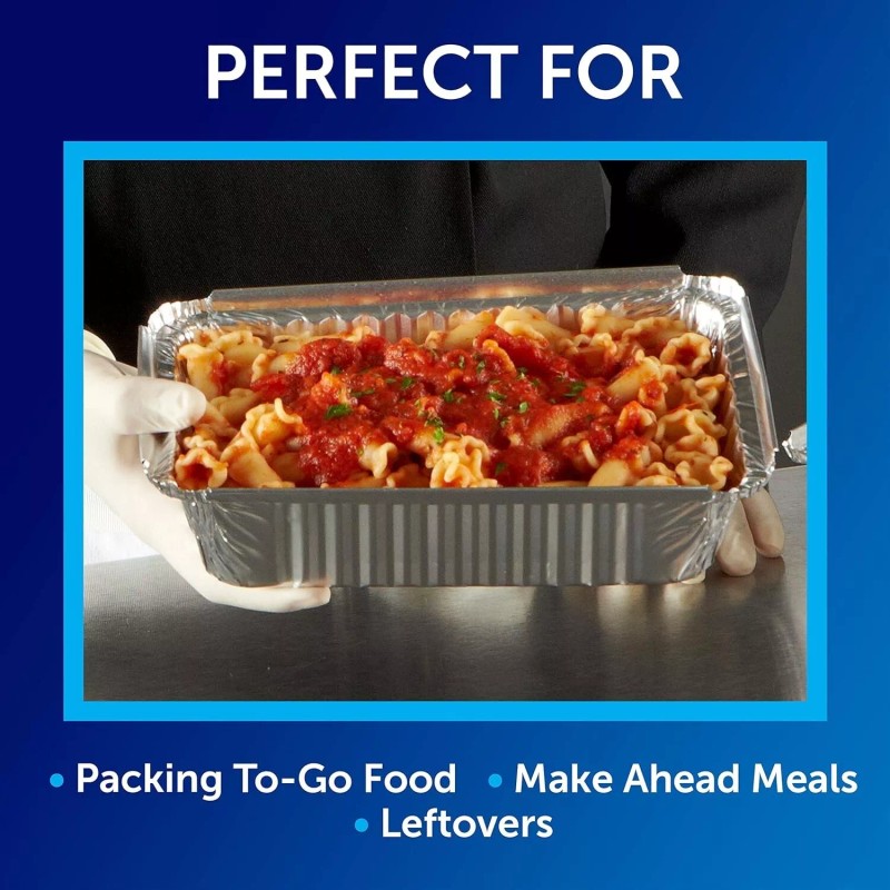 Reynolds To-Go Aluminum Pans with Lids, 8x5.375x1.75 Inch, 20 Count