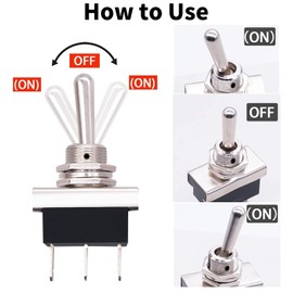 4Pcs KN3(D)-101 Metal Toggle Switch,12V 25A SPST ON/OFF,2 Pin Waterproof Toggle Switch with Rubber Cover Metal Flick Flip Switch Rocker Switch for Auto Car,Truck,Boat Lamps Control