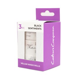 Crafter's Companion Vellum Washi Tape-Black Pack Includes 3 2 Sentiments Roll-10m Per Roll, One Size