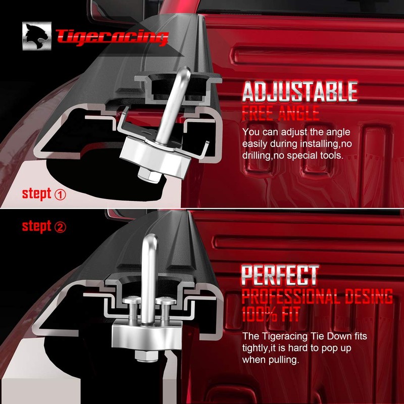 Tigeracing 99000A64 Tie Down Anchors Retractable - F150 F250 F350