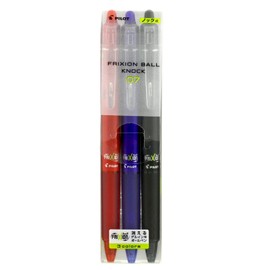 Pilot LFBK-69F-3C FriXion Clicker Ballpoint Pen, Erasable, 0.7 mm, 3 Colors