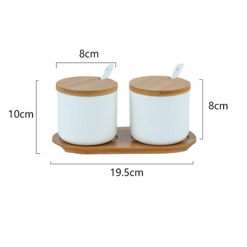OnePine Set of 2 Ceramic Spice Jars Salt Pot Ceramic