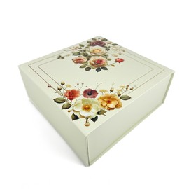 VIONAMI Floral Designed Gift Box – 9.25x9.25x3.75 Inches Gift Boxes for Presents, Decorative Packaging for Birthday Gifts With Magnetic Lid Closure, Luxury Gift Box for Wedding, Bridesmaid (1 Unit)