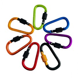 Hiking camping carabiner ring key ring multipurpose biner black 5ea