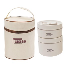 Sightday Pack of 2 Thermal Lunch Boxes Stainless Steel with Bag, Thermal Container for Food, Leak-Proof Food Keep Warm Container for Home, Office, Picnic (Beige, 440 ml and 600 ml)
