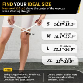 CAMBIVO Knee Support for Men and Women, Adjustable Bandage Knee with Patella Gel Pads & Side Stabilisers, Orthopaedic Knee Support for Meniscus Tear, Knee Pain, ACL, Sports