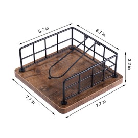 Weighted Arm Napkin Holder – Stylish Wood and Iron Design, Metal Base for Kitchen, Dining Table, Weddings & Events