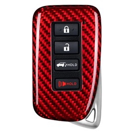 T-carbon Real Glass Fiber Key Fob Cover fit for Lexus,Key Fob Protector Fits for Lexus LX570 RX450 RX350 RC300 IS350 GS LC Remote Key Case,Red