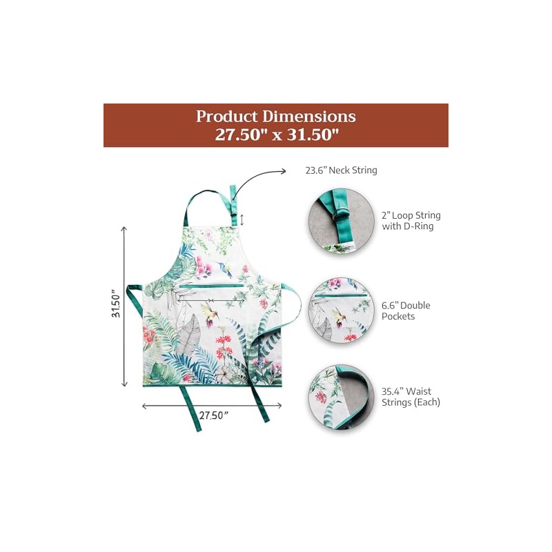 Maison d' Hermine Tropiques 100% Cotton Apron with an Adjustable