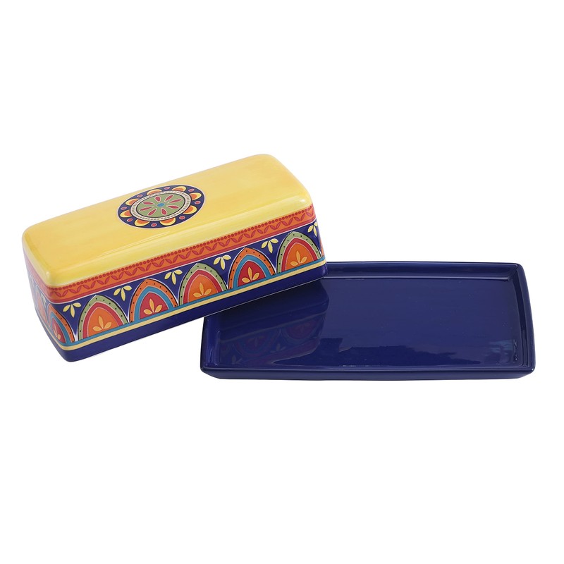 Bico Tunisian Ceramic Butter Dish with Lid, Wide Butter Keeper