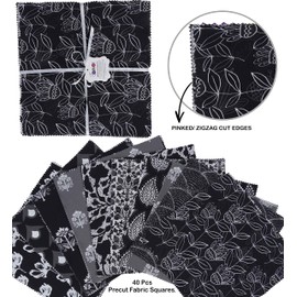 Soimoi Precut 10-inch Block Prints Cotton Fabric Bundle Quilting Squares Charm Pack DIY Patchwork Sewing Craft- Black & Gray