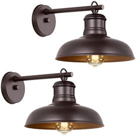 Bosceos 2-Pack Brown Wall Sconces, Farmhouse Exterior Barn Light Fixtures, Outdoor Wall Lights with E26 Socket, Anti-Rust Waterproof Exterior Wall Lantern for House Patio Porch Doorway Garage