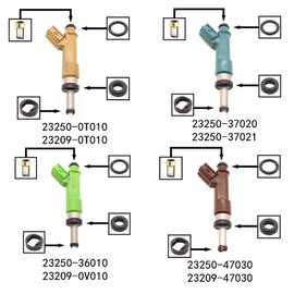 6Set Fuel Injector Service Repair Kit for Toyota Corolla Matrix 1.8L 09-15 23250-0T020 23250-0T010 Prius 1.8L Camry RAV4 Sienna 2.5L 23250-36010 23250-37020